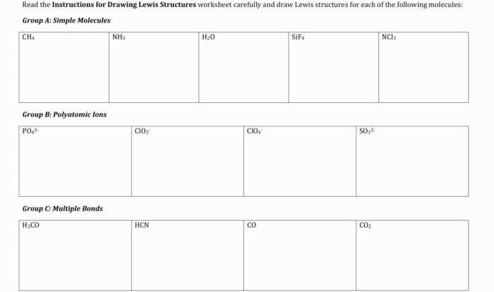 Lewis structure worksheet #1 answers