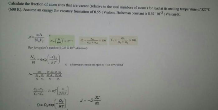 Calculate the fraction of atom sites that are vacant